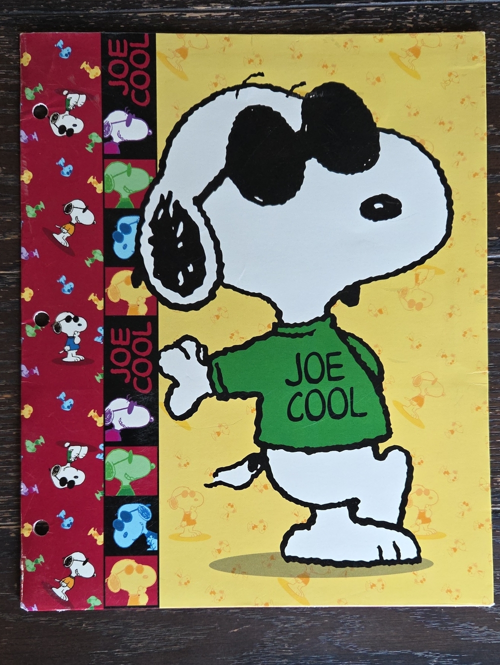 Vintage Peanuts Joe Cool Snoopy 2 Pocket Folder